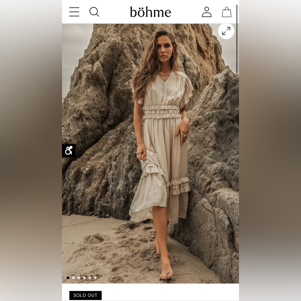 Böhme Willa Ruffle Dress in Ivory, size small